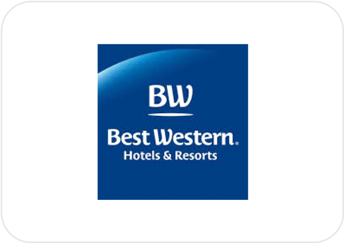 Best Western Hotels & Resorts logo on a blue background.